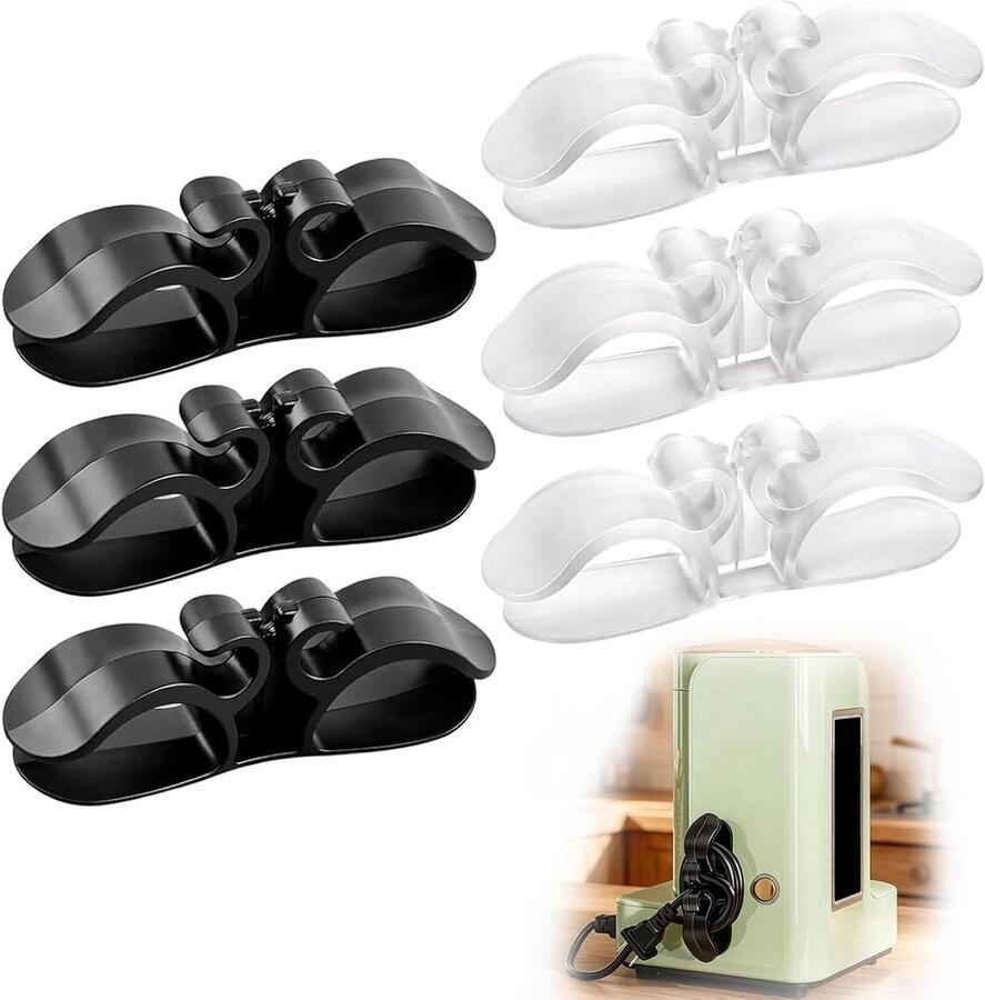Thijox Set van 6 Kabelorganizers voor Apparaten Zelfklevende Kabelclips en Kabelhouder voor Keukenapparaten zoals Mixer Rijstkoker en Airfryer