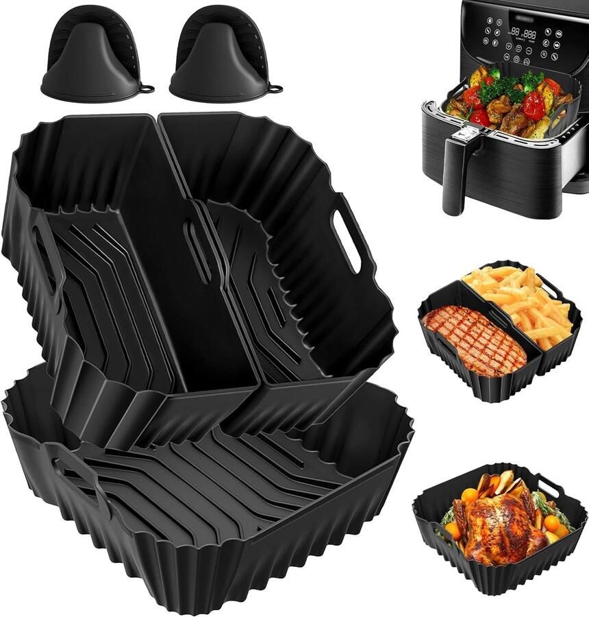 Thijox Siliconen Vorm Heteluchtfriteuse 5 Stuks met Ovenwanten BPA-vrij Herbruikbaar Verdikt Geschikt voor AF180EU 6 2L en AF140EU 4 7L Innov