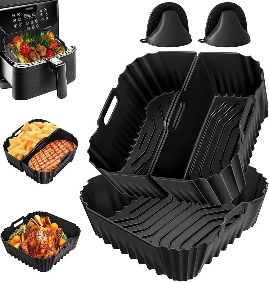 Thijox Siliconen Vorm Heteluchtfriteuse 5 Stuks met Ovenwanten BPA-vrij Herbruikbaar Verdikt Geschikt voor AF180EU 6 2L en AF140EU 4 7L Innov