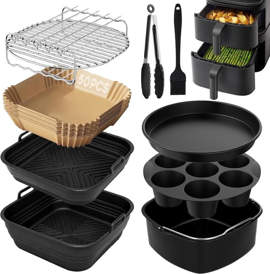 Thijox Siliconen Vorm voor Heteluchtfriteuse Herbruikbare Accessoires voor Cosori Turbo Tower Pro 10 8 L 2 Stuks Ideaal voor Keuken Feest en