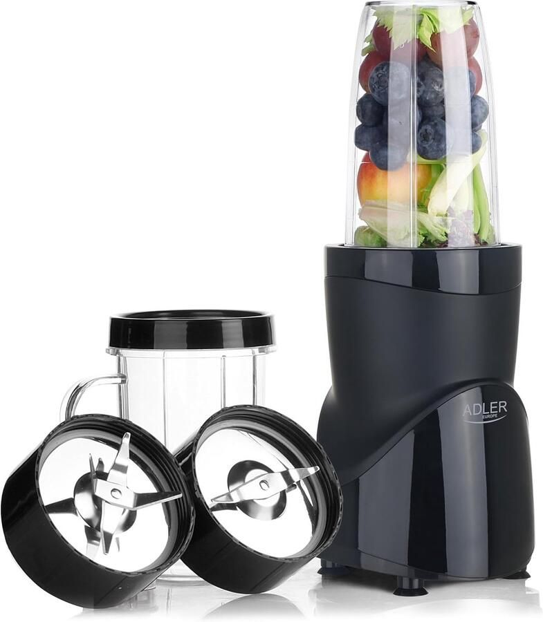 Thijox Staande Mixer 1200W Smoothie- en Cocktailmixer Persoonlijke Blender met 3 Flessen en Beker IJscrusher BPA-vrij Roestvrijstalen Messen vo