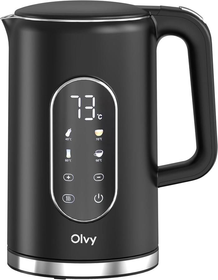 Thijox Waterkoker 1.7 Liter met Temperatuurregeling en Warmhoudfunctie RVS Dubbelwandig Elektrisch 2200W Zwart Ideaal voor Thuis en Kantoor