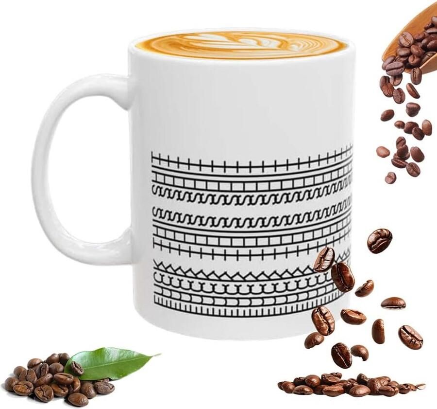Koffiemok Theekop Ochtendkoffie Verborgen tekst 350ml Wit