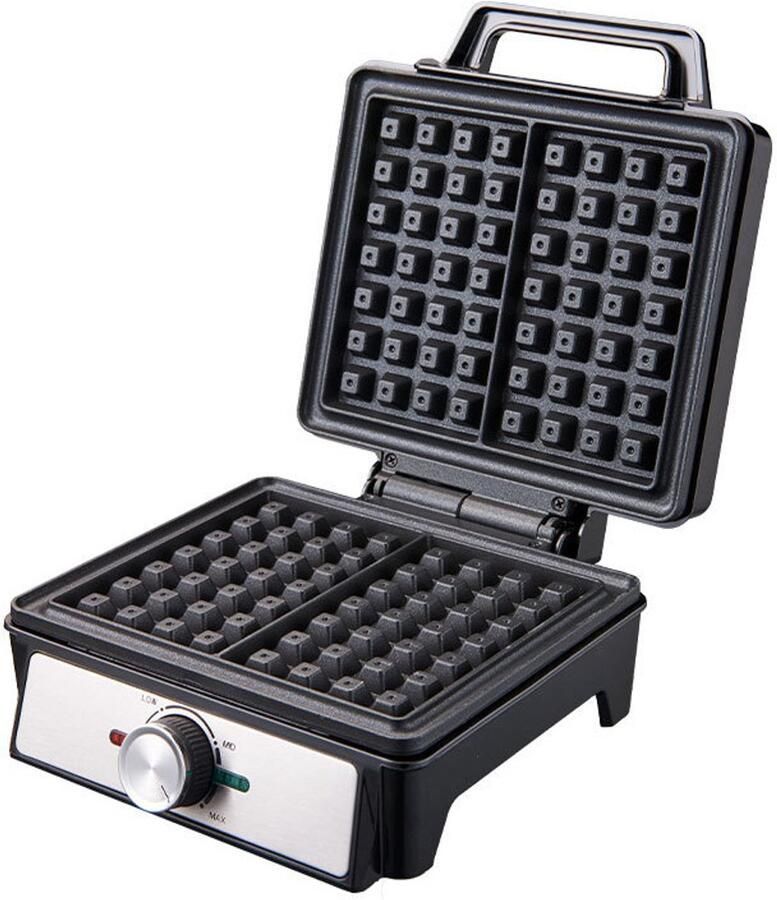 Thuisontbijtmaker broodrooster wafelijzer tosti apparaat wafeltang 4-delig RVS