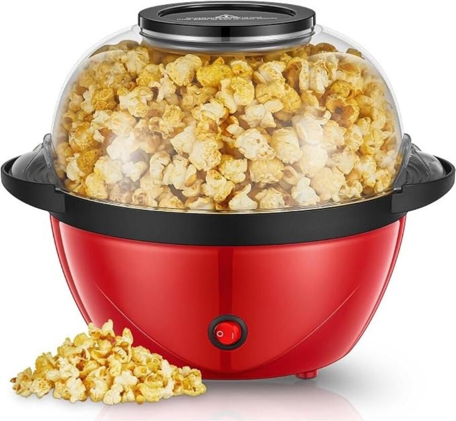 Thuys 3 5L Popcornmachine – Rood – Transparante 2-in-1 Kom