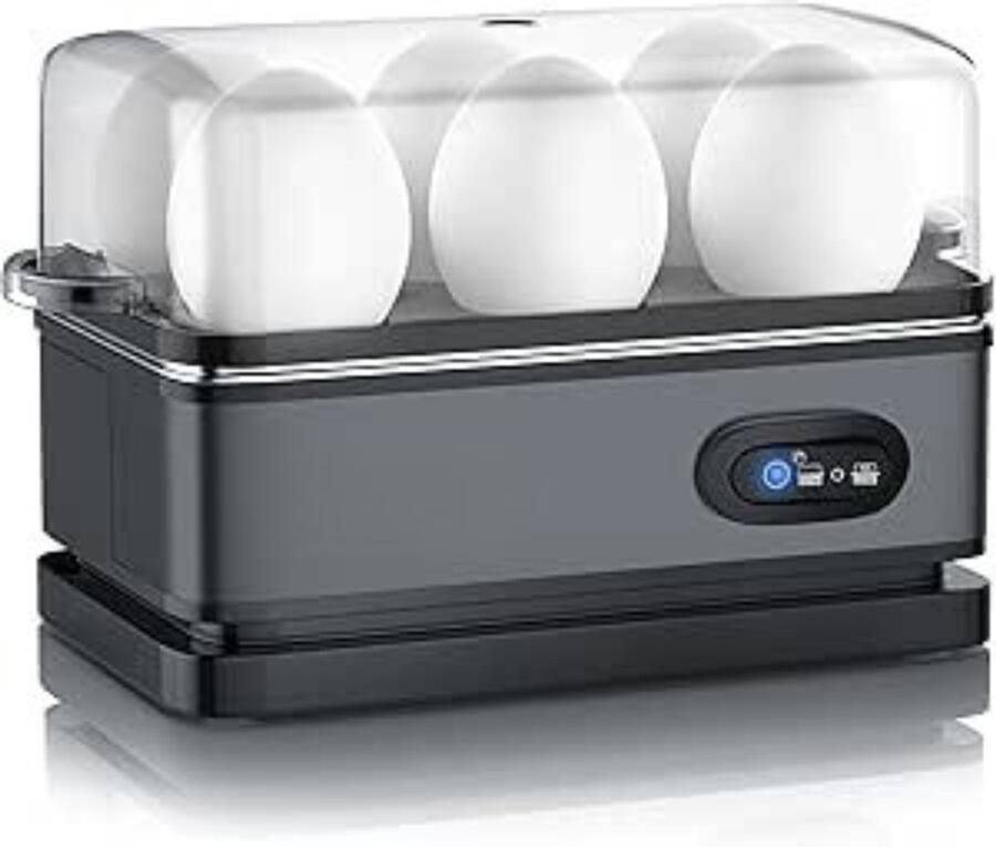 Thuys Elektrische Eierkoker 6 Eieren Cool Grey 400W 3 Hardheidsgraden RVS Geluidssignaal voor Ontbijt en Snacks