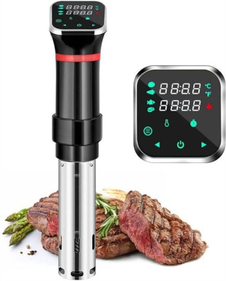 Thuys Sous Vide Stick Zilver Zwart 1100W LCD Touchscreen 25-95°C Ultrastil voor Professioneel Koken Thuis