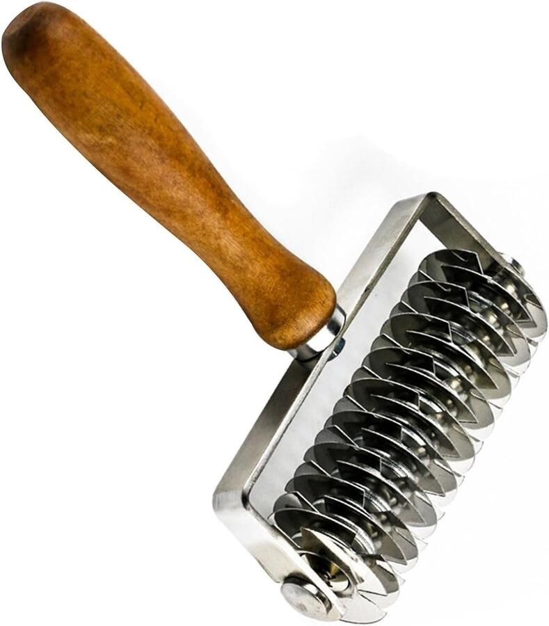 Tijdbesparende deegsnijder met houten handvat voor het maken van koekjes brood en taarten RVS bakgereedschap voor pizza en gebak