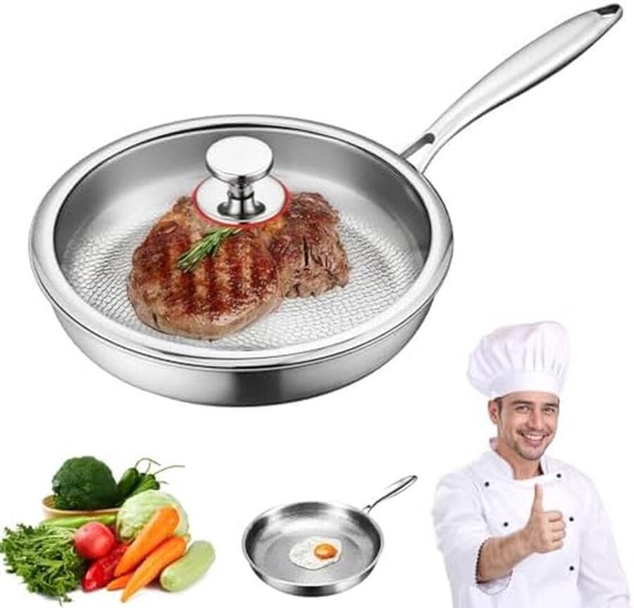 Titanium Antiaanbakpan Krasbestendige Pan Gezond Koken Gehamerd Ontwerp 28 cm Zwart