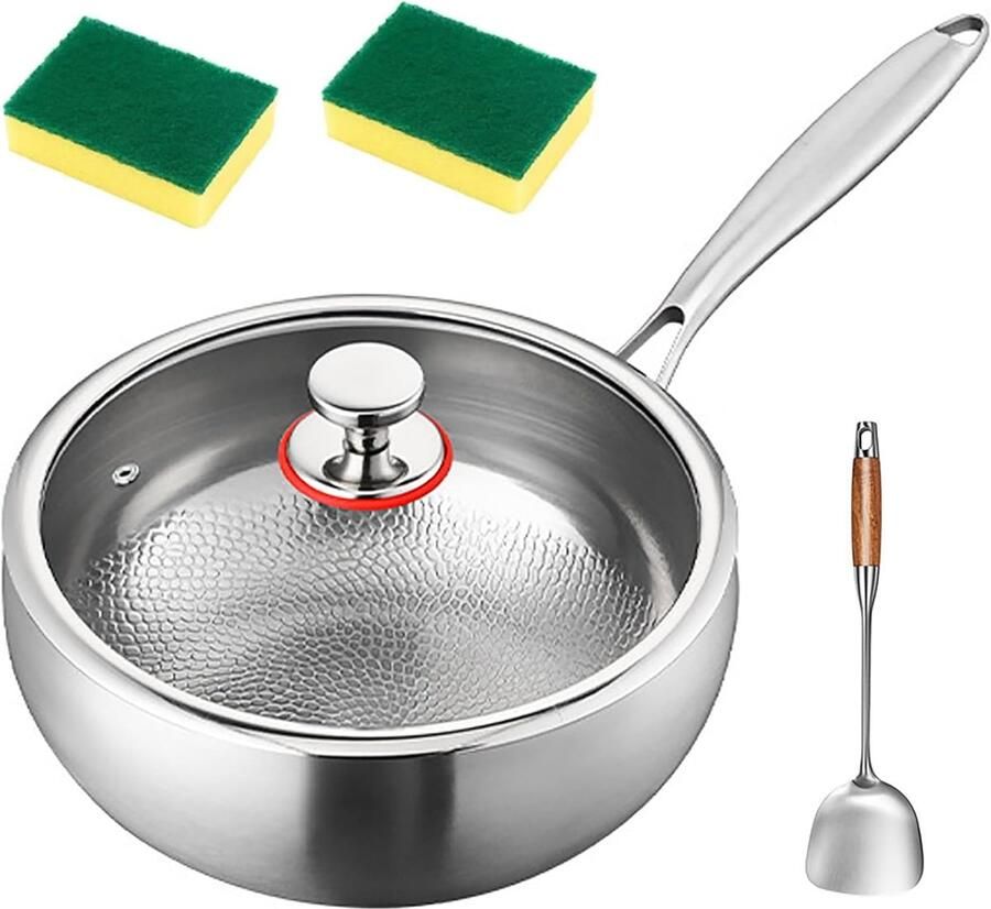 Titanium Gehamerde Pan Soeppan Braadpan Gezond Koken Snelle Gelijkmatige Verwarming 28 cm Grijs