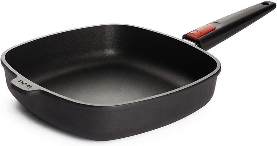 Titanium Gietijzeren Inductiepan Vierkant 26x26 cm met Afneembare Steel