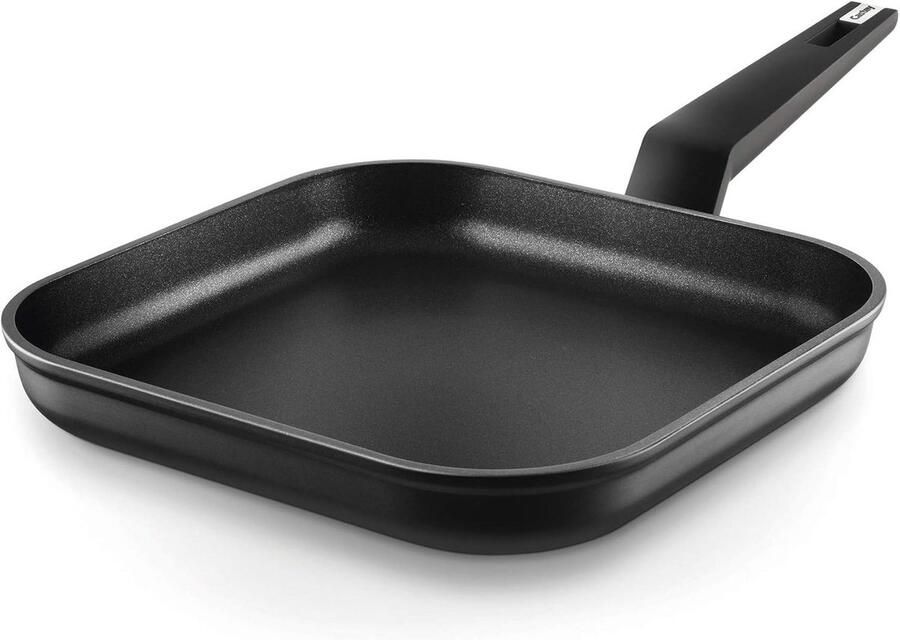 Titanium Inductie Platte Pan Vierkant 27x27 cm Gietaluminium met Ergonomisch Handvat