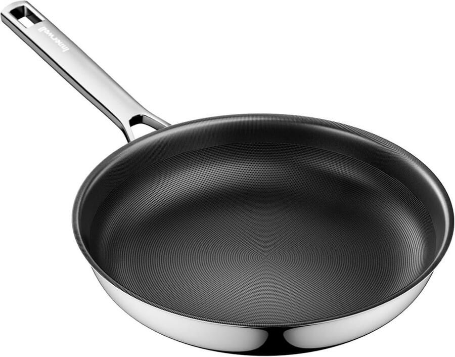 Titanium keramische braadpan 20 cm inductie roestvrijstaal met anti-aanbaklaag ovenbestendig tot 250°C PFOA vrij voor alle warmtebronnen zwart