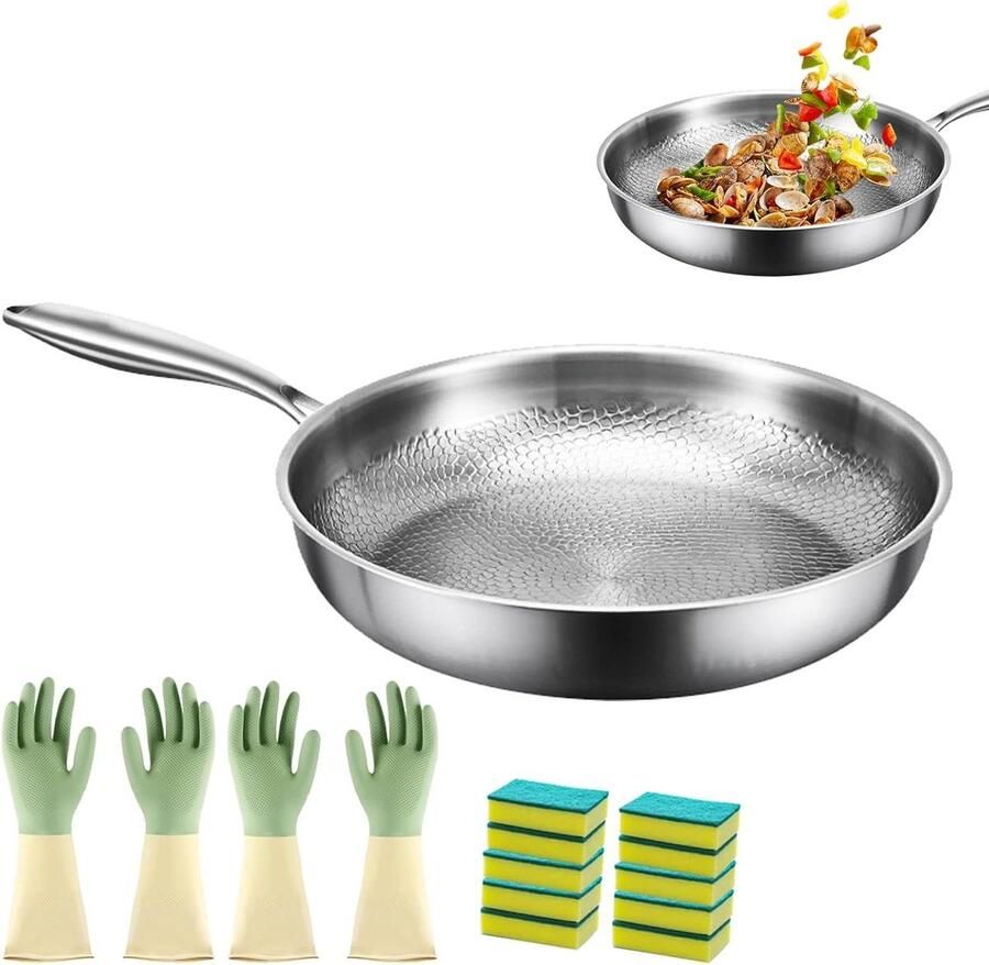 Titanium Koekenpan Antiaanbak Pan Gezond Koken Gelijkmatige Warmte 26 cm Grijs