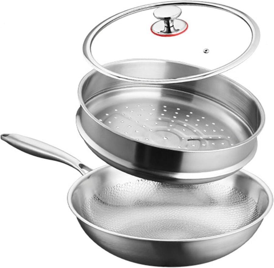 Titanium Koekenpan Antiaanbak Pan Gezond Koken Krasbestendig Materiaal 26 cm Zilver