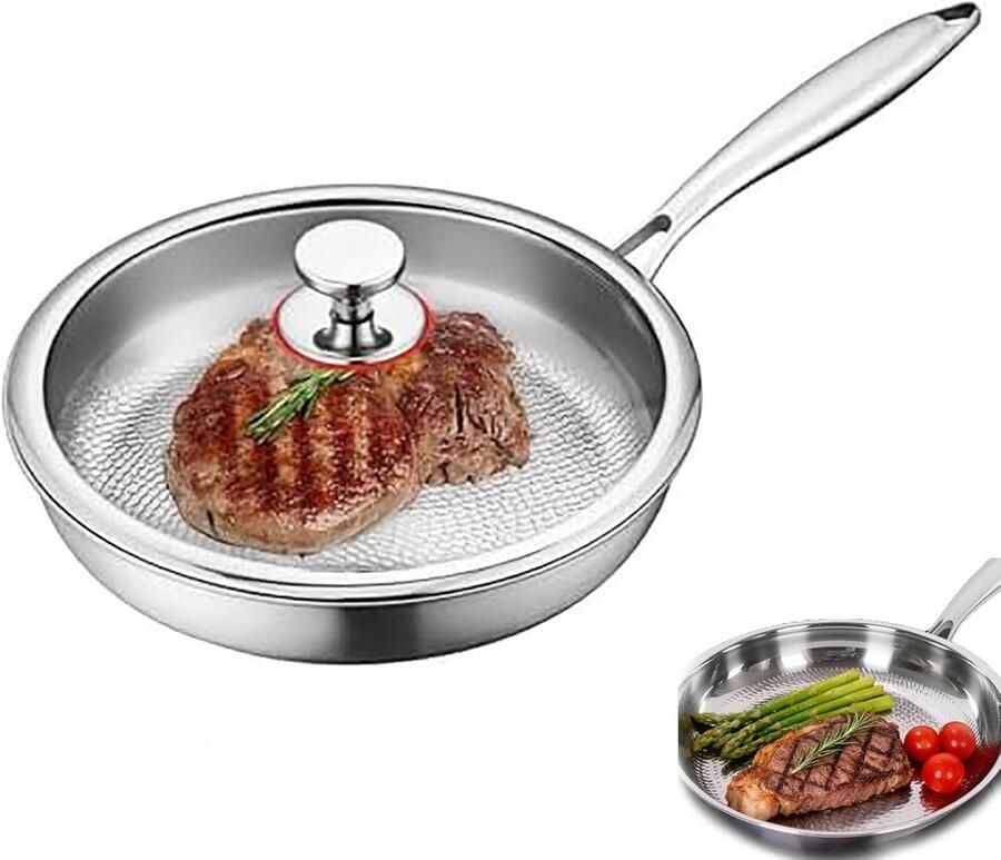 Titanium koekenpan Gehamerd kookgerei Gezond koken Natuurlijke antiaanbaklaag 26 tot 30 cm Grijs