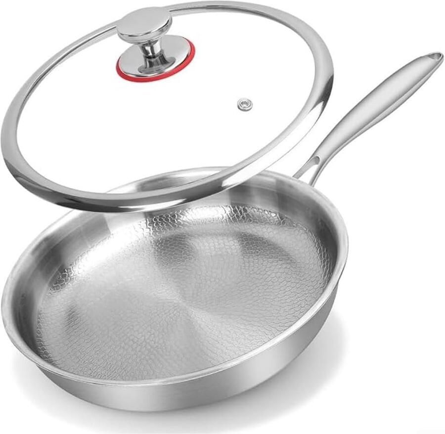 Titanium Koekenpan Gehamerde Pan Gezond Koken Natuurlijke Antiaanbaklaag 24 cm Zilver