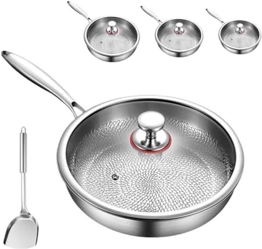 Titanium Koekenpan Gezond Koken Natuurlijke Anti-aanbaklaag 26 cm Zilver