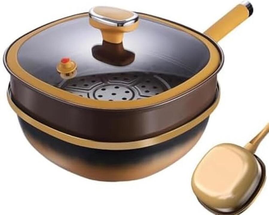 Titanium Koekenpan Hapjespan Anti-aanbak Koken en Stomen Keramisch Titanium Coating 30 cm Grijs