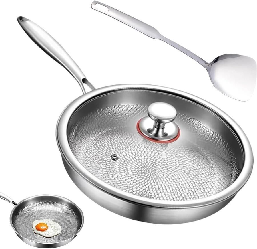 Titanium Koekenpan Pannenkoekenpan Culinaire Behoeften Snelle Warmtegeleiding 28 cm Zilver