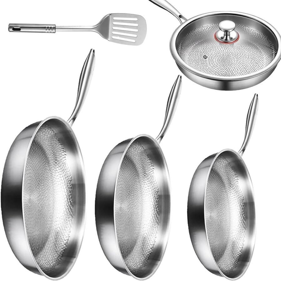 Titanium Koekenpan Titaniun Pan Gezond Koken Gelijkmatige Verwarming 28 cm Metaalkleur