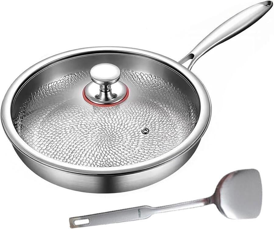 Titanium Pan Koekenpan Gezond Koken Snel en gelijkmatig 30 cm Zilver