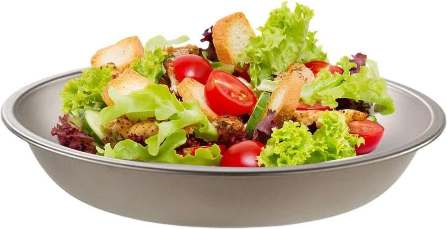 Titanium Plate Metal Tray Outdoor Dining Even Heat Distribution Large 19.3cm Silver