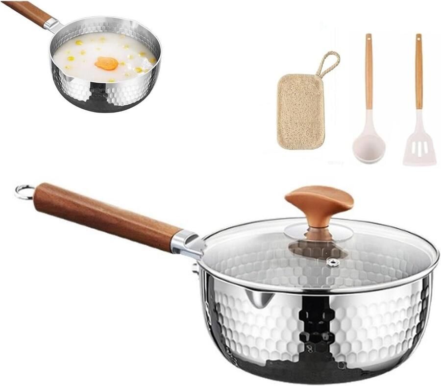Titanium Sauspan Kookpan Deksel Gezond Koken Natuurlijk Anti-aanbak 20 cm Zilver