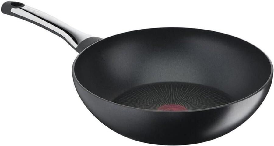 Titanium Wok Roerbakpan Gezond Koken Thermosignaal 28 cm Zwart