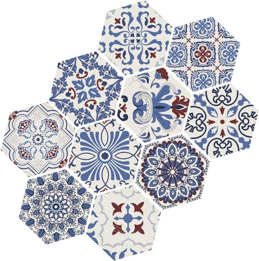 Titel: 10 stuks waterdichte zeshoekige tegelvloerstickers keuken en badkamer wandstickers