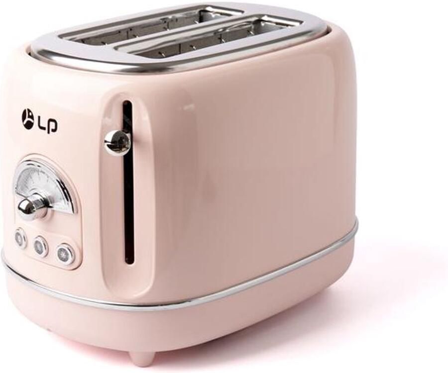 TO-0201 Tweedelige broodrooster 6 toaststanden Annuleer- opwarm- ontdooifunctie Automatische uitschakeling Metalen behuizing Uitneembare kruimellade Roze