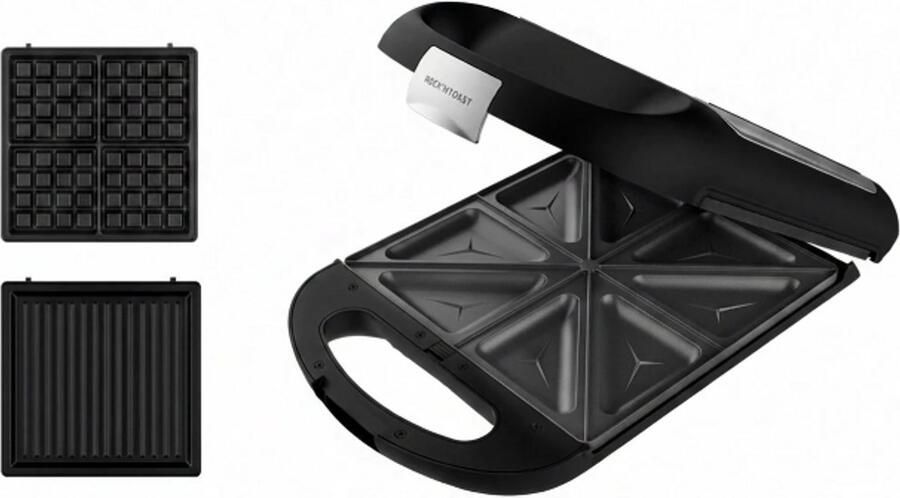 Toast 3-in-1 Tosti- en Wafelijzer – Uitneembare Platen – Zwart