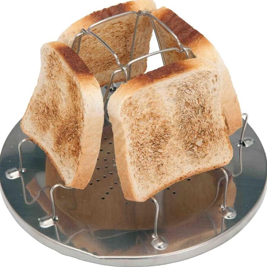 Toast Brood Grill Rack Broodrooster Rack Outdoor Barbecue Opvouwbaar Roestvrij Staal 4-Delig Zilver