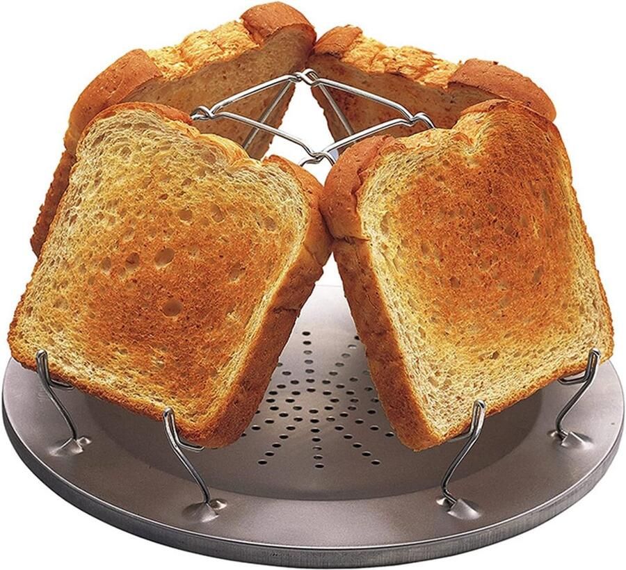 Toast Brood Rek Broodrooster Camping Buiten Koken Inklapbaar Ontwerp 12.5 x 22 cm Zilver