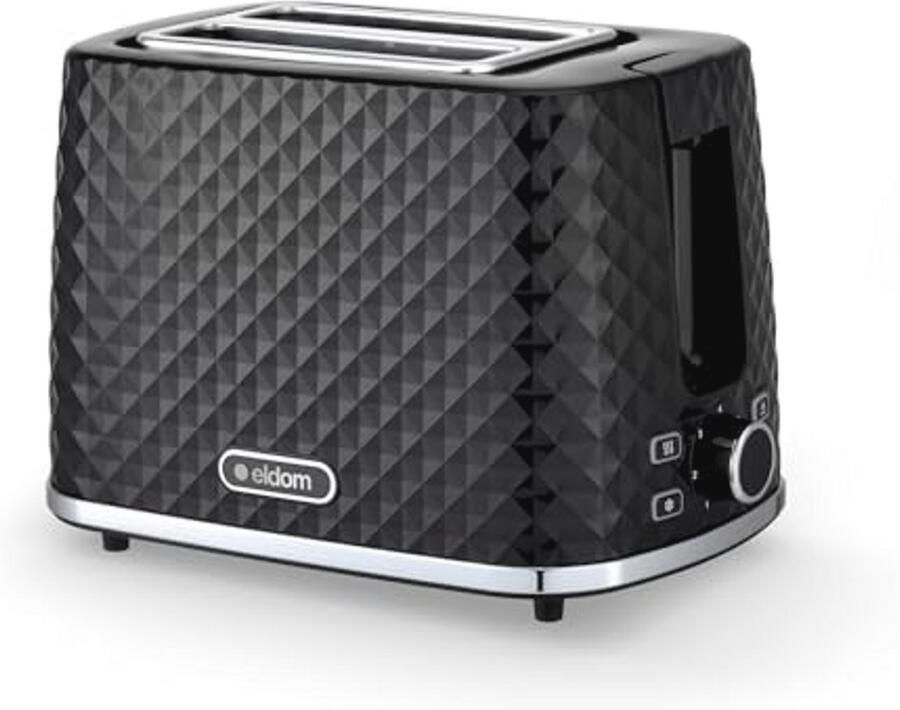 Toast Broodrooster met 7 Instellingen en Broodjesopzetstuk 930W Zwart