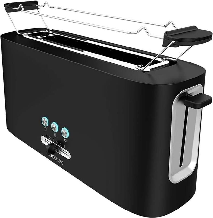 Broodrooster Lange Sleuf Rooster Broodjes Ontbijt Maken Automatische Centrering 980 W Zwart