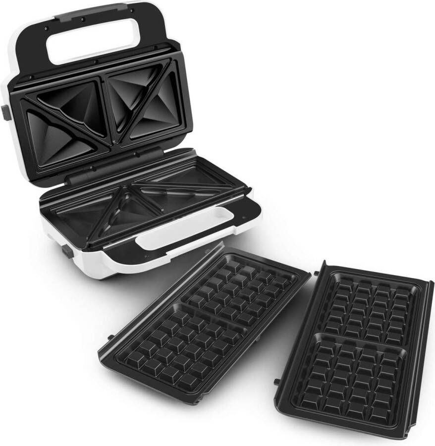 Toast- en wafelijzer 850 W extra diepe en grote uitneembare borden multifunctioneel wafels-toast-snack XL snelle verwarming antiaanbaklaag verticale opslag SW701110 wafelijzer met verwisselbare platen