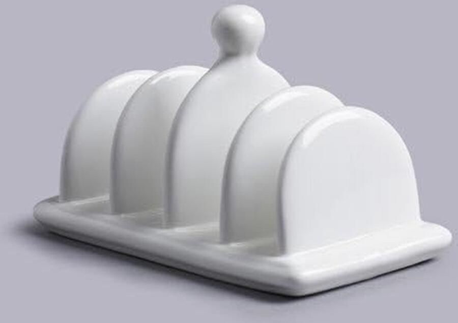 Toast Rek Broodrooster Houder Ontbijt Serveren Traditioneel Design 4 Sleuven Zilverkleurig