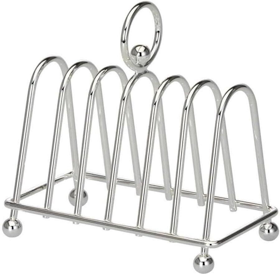 Toast standaard Broodrooster houder Ontbijt presentatie Verzilverd design 6 sneetjes Zilverkleurig