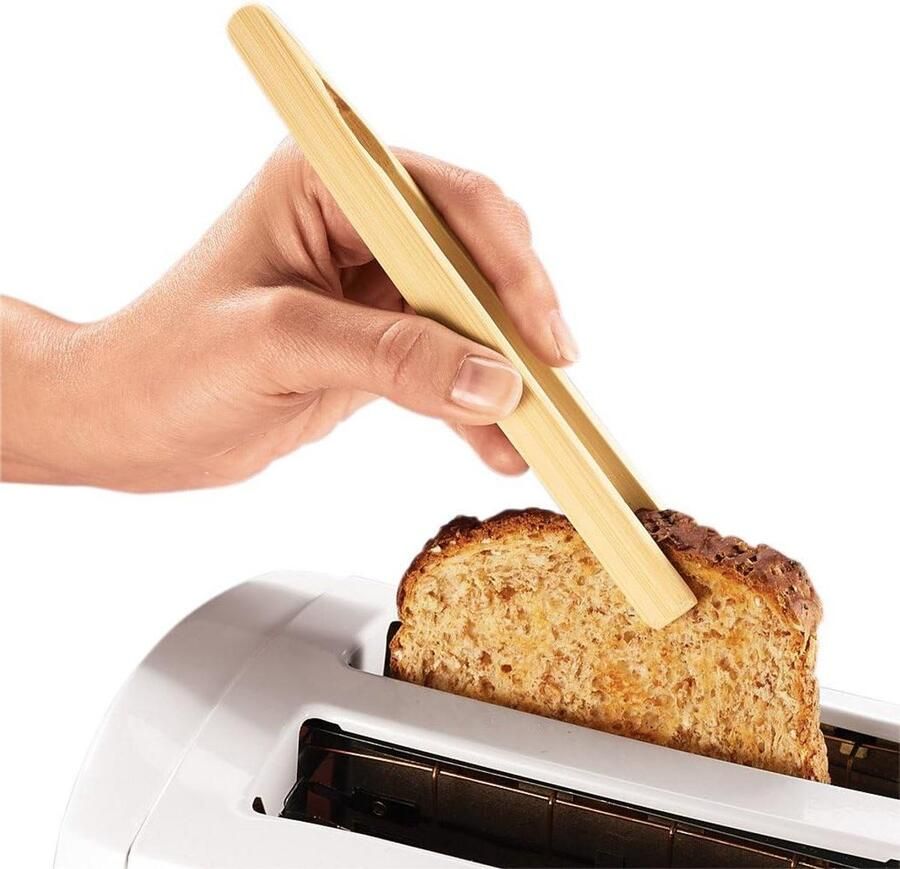 Toast Tangen Broodrooster Tang Veilig Toast Pakken Natuurlijk Bamboe Materiaal 16.5 cm Bruin