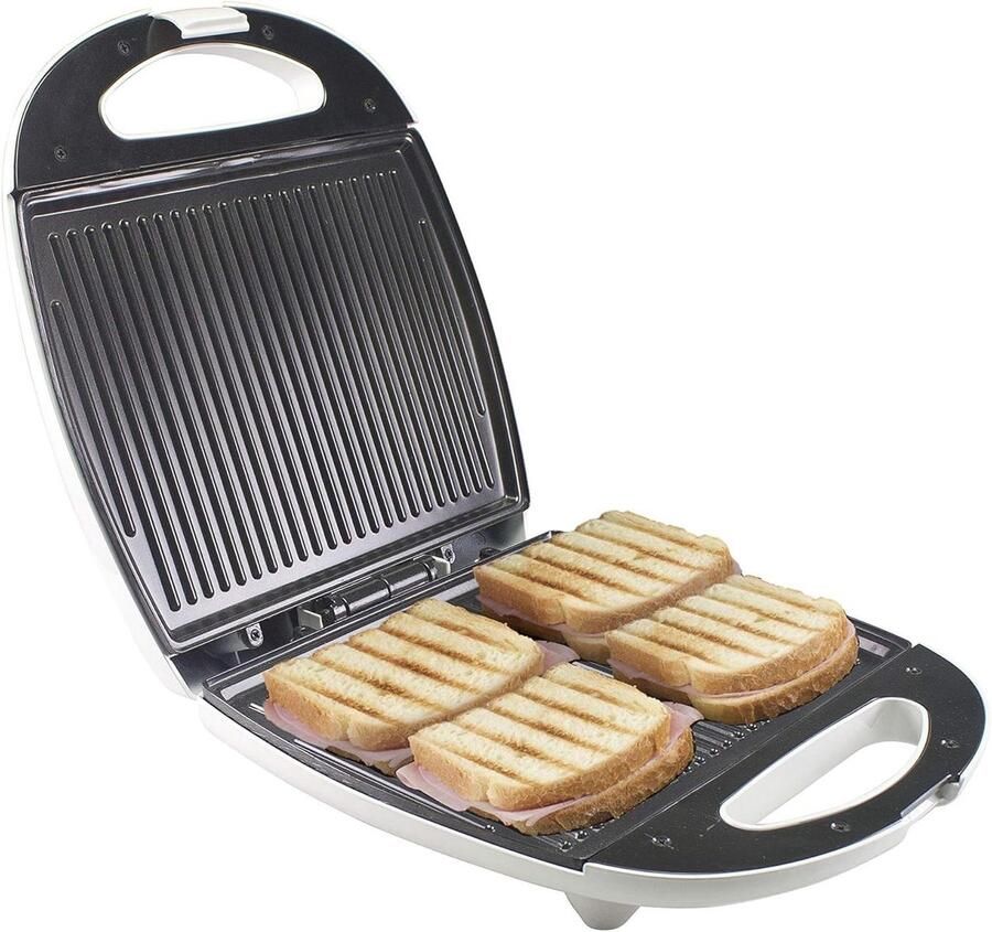 Toastapparaat Sandwichmaker Grill Snacks Maken Antiaanbakplaten 295 x 125 cm Wit