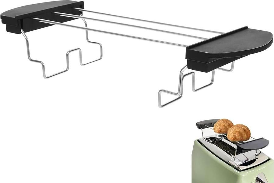 Toastmand RVS Broodrooster Accessoire Broodjes Opwarmen Inklapbaar Ontwerp 26 cm lang Zwart