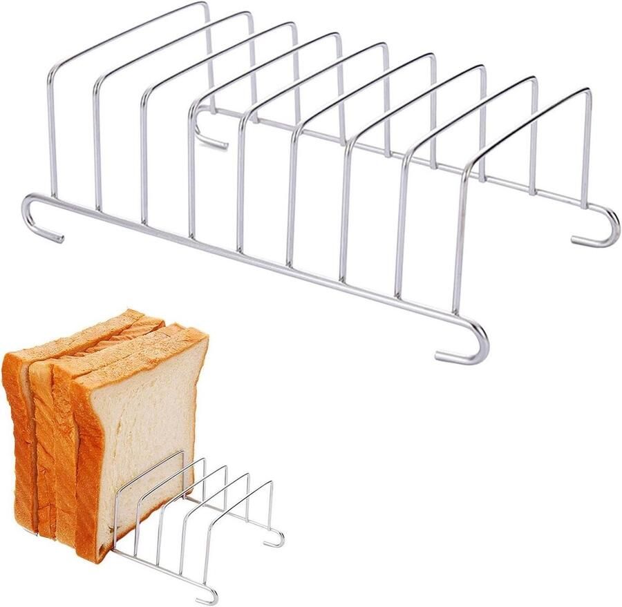 Toastrek 8 Slices Broodrooster Houder Ontbijt Bereiden Naadloos Gelast 19.7 x 18.2 x 7 cm Zilver