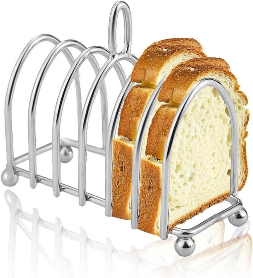 Toastrek Roestvrij Staal Broodrooster Houder Ontbijt Serveren Ruimte voor Zes Sneden