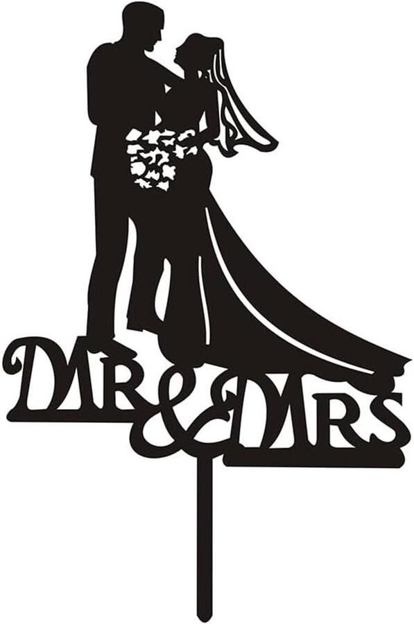 Topper Bruiloft Bruidspaar Figuren Taart Mr & Mrs Decoratie Taartdecoratie Bruiloftspaar Figuren Gepersonaliseerd voor Bruidstaarten en Feesttaarten