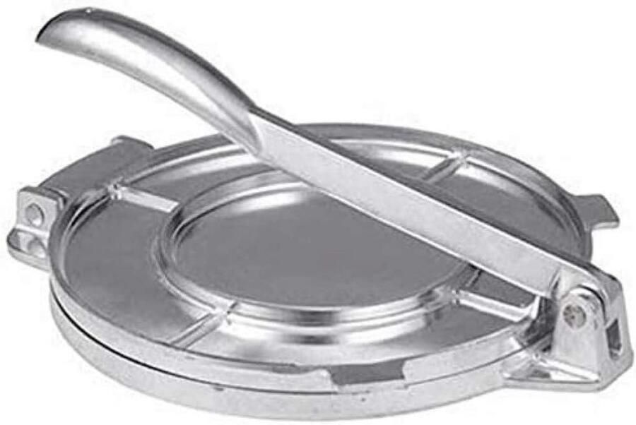 Tortilla Maker Deeg Pers Zelf Tortillas Maken Zware Aluminium Kwaliteit 20cm Diameter Zilver