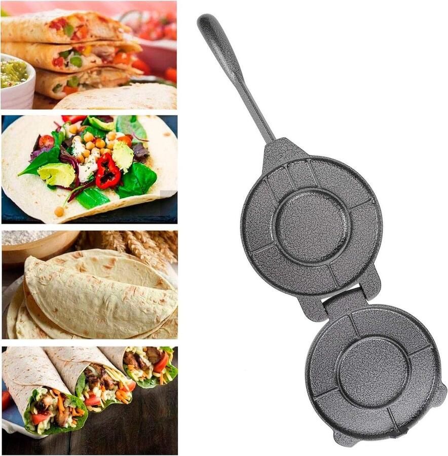 Tortilla Maker Tortilla Pers Maaltijden Bereiden Gietijzeren Constructie 16.5 cm Diameter Grijs