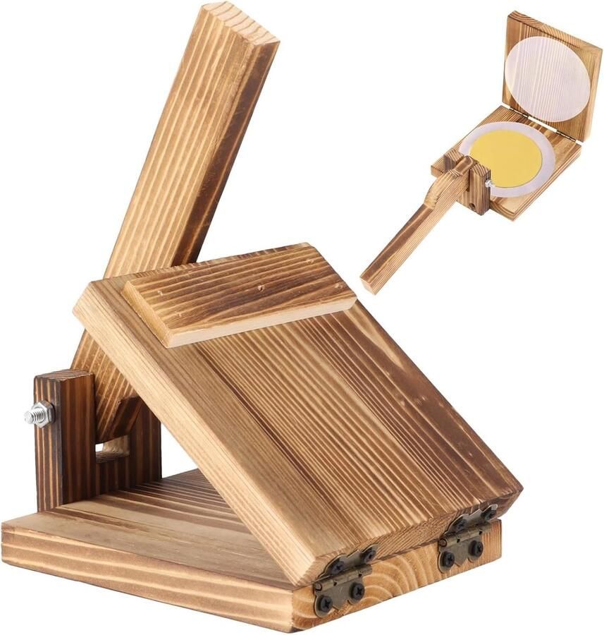 Tortilla Pers Deeg Maker Mexicaanse Keuken Massief Hout 16.5 x 13 cm Bruin