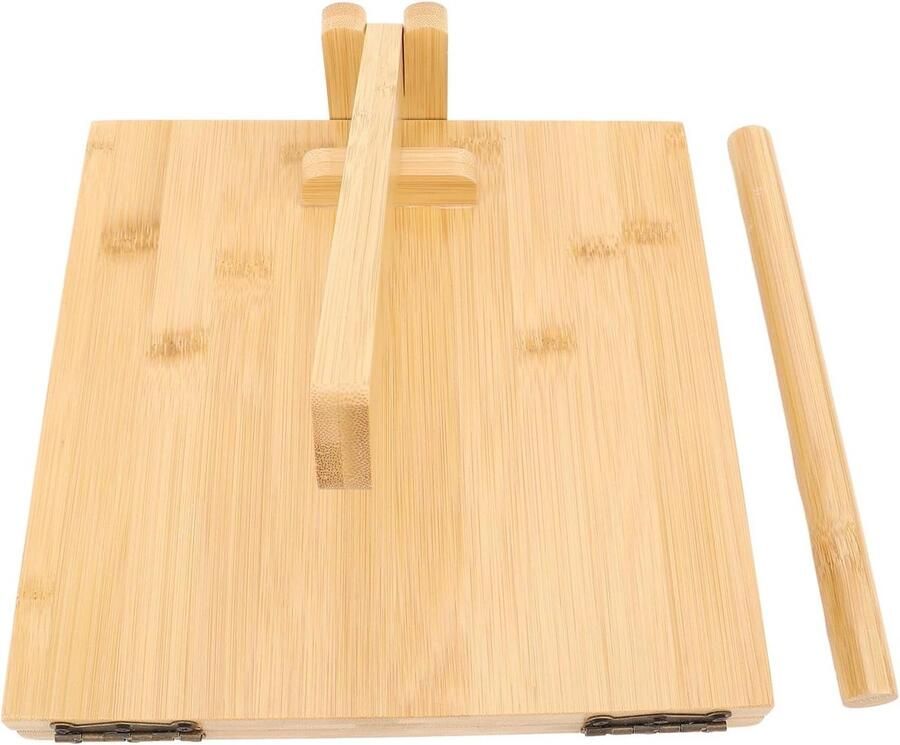 Tortilla Pers Deeg Maker Plat Deeg Maken Duurzame Bamboe Constructie 25 cm Diameter Natuurlijk Hout