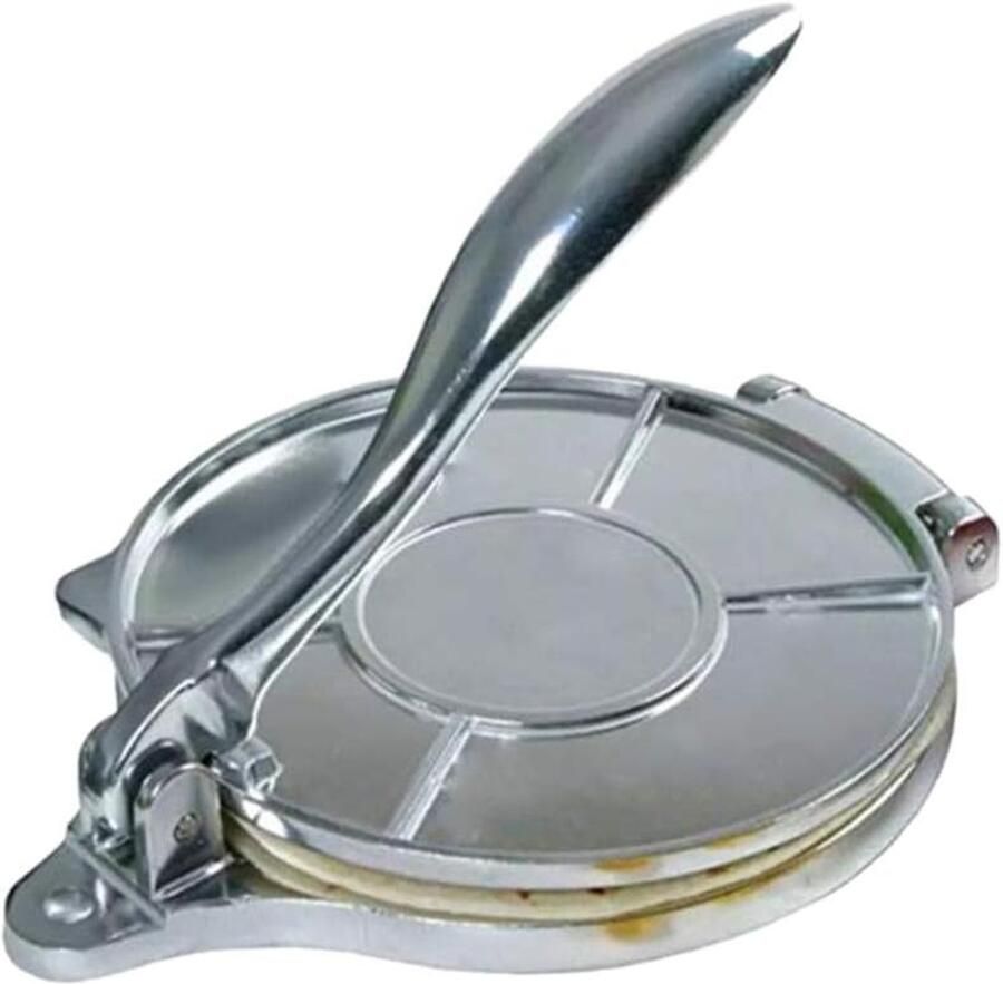 Tortilla Pers Deeg Maker Zelf Tortillas Maken Gietijzeren Constructie 27 cm Zilver